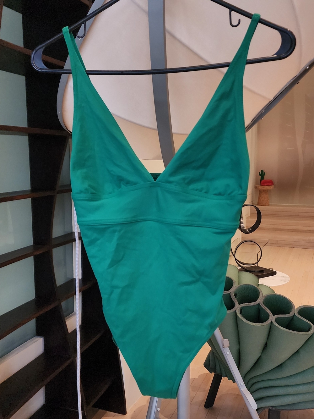 Eres Green V-Neck One-Piece Swimsuit - Classic Women's Swimwear Size S